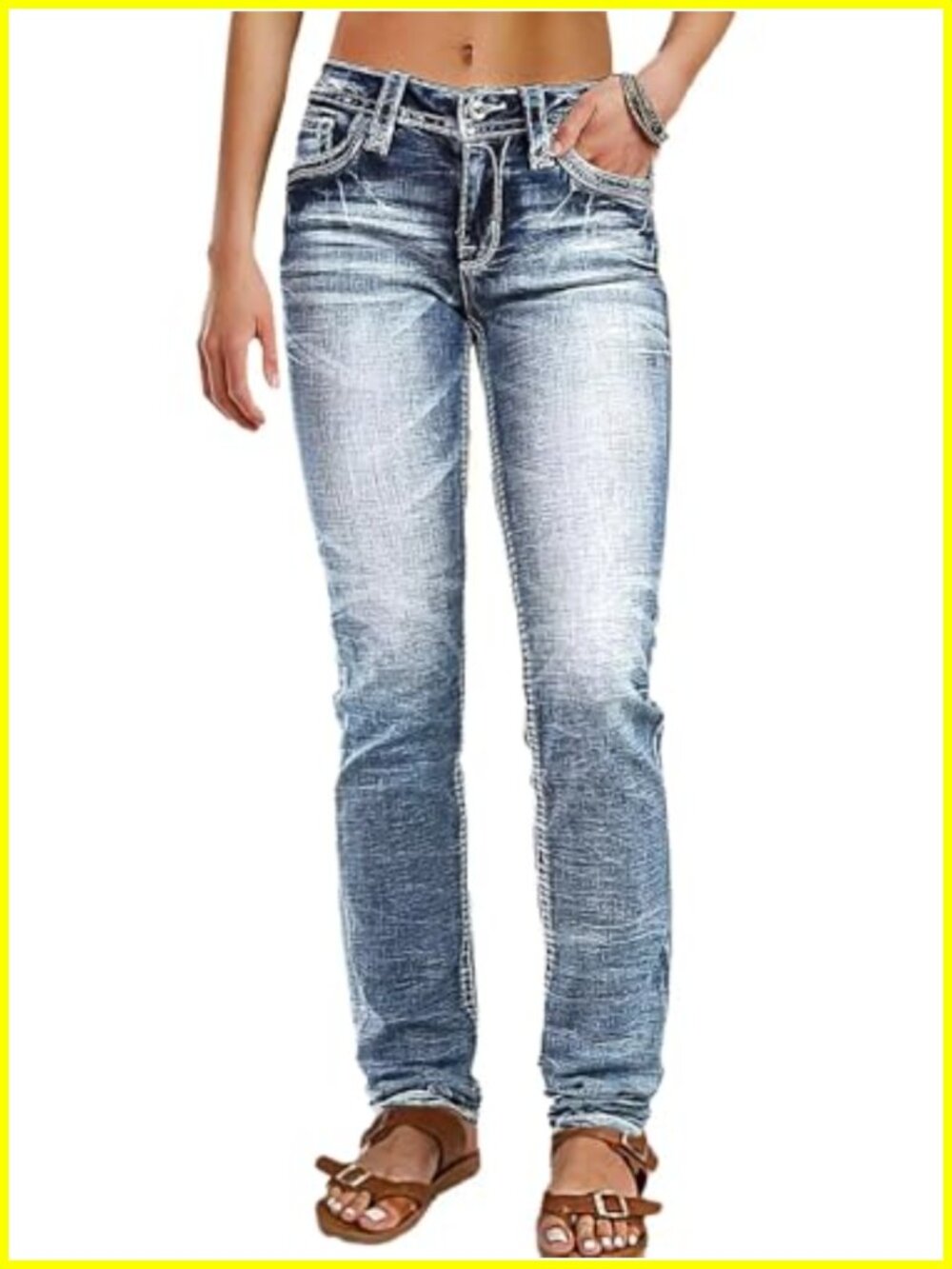 Mid Rise Skinny Jeans for Women Stretchy Denim High Waist Tummy Control Butt